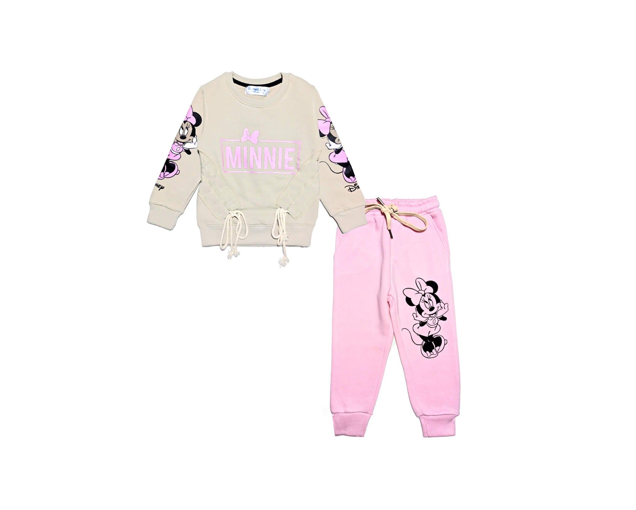 Happy Minnie Fleece Tracksuit - Skin &amp; Baby Pink
