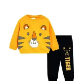 Happy Tiger Fleece Tracksuit - Mustered & Black