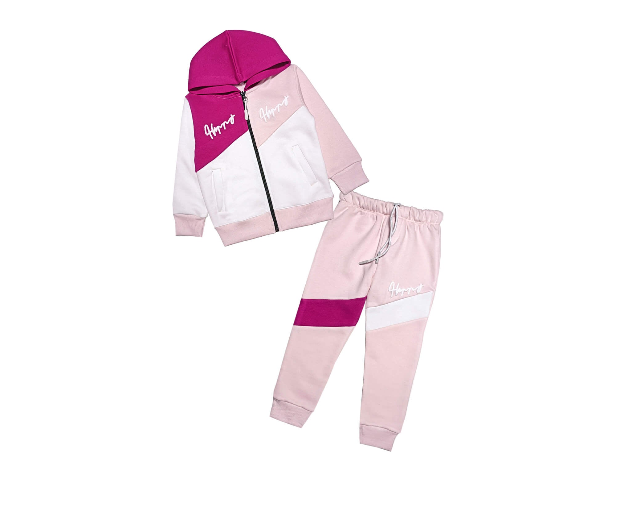 Happy Trendy Pennal Fleece Hoodie Tracksuit - Baby Pink