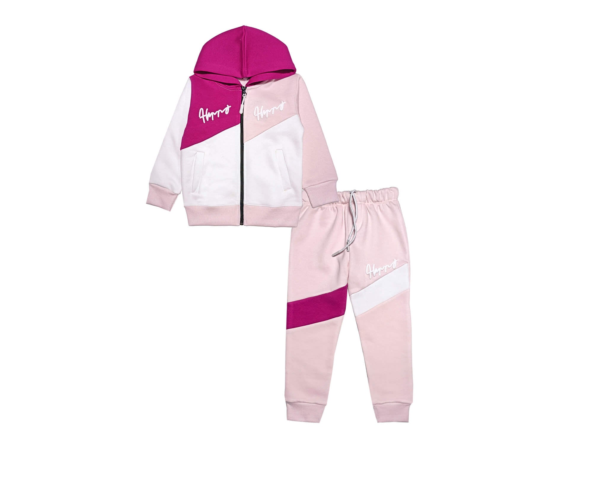 Happy Trendy Pennal Fleece Hoodie Tracksuit - Baby Pink