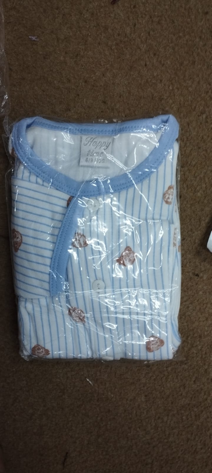 Happy Time Teddy Bear Striped Infant Lounge Suit