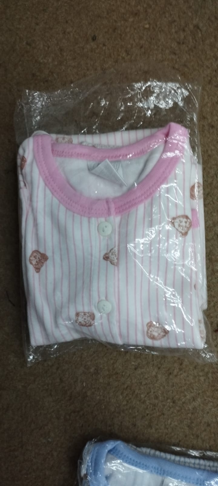 Happy Time Teddy Bear Striped Infant Lounge Suit
