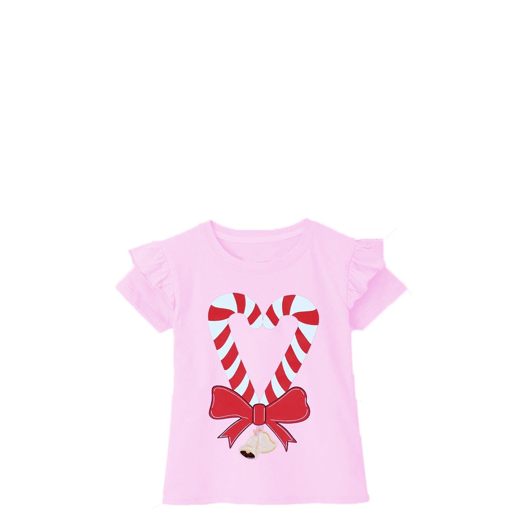 Heart Knot Bow Tee Shirt - Baby Pink
