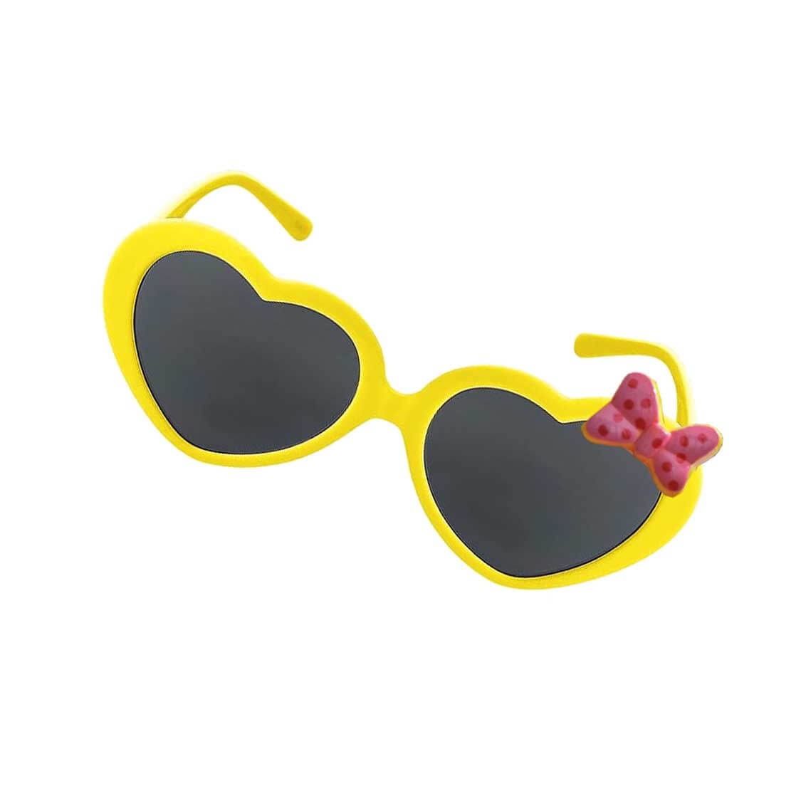 Heart Shape Polka Bow Sunglasses - Yellow