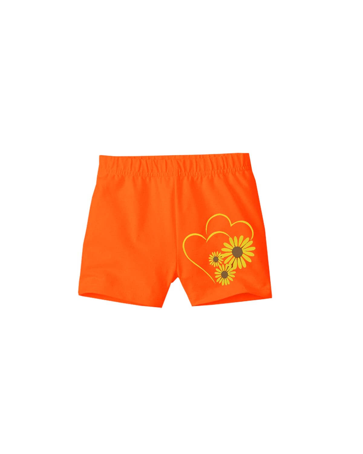 Hearts Sunflowers Cotton Short - Orange