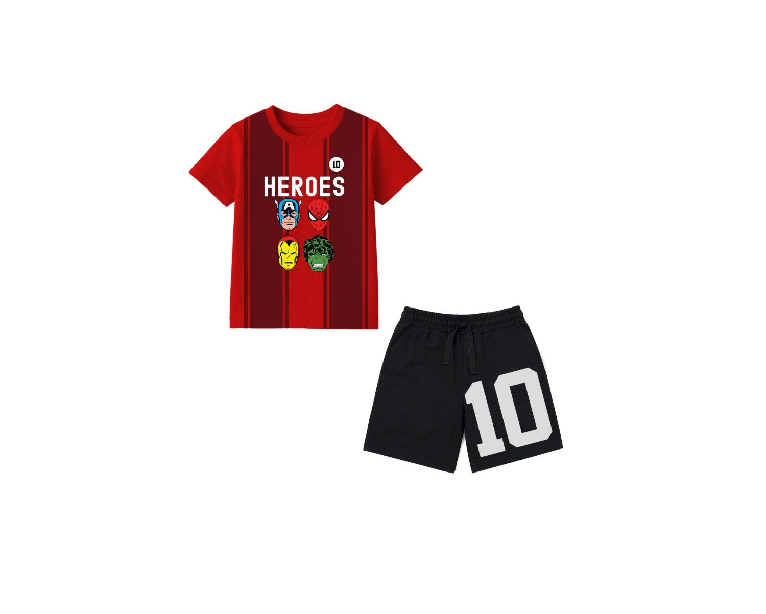 HeroesLogoWithStripsTee_Short-Red_Black