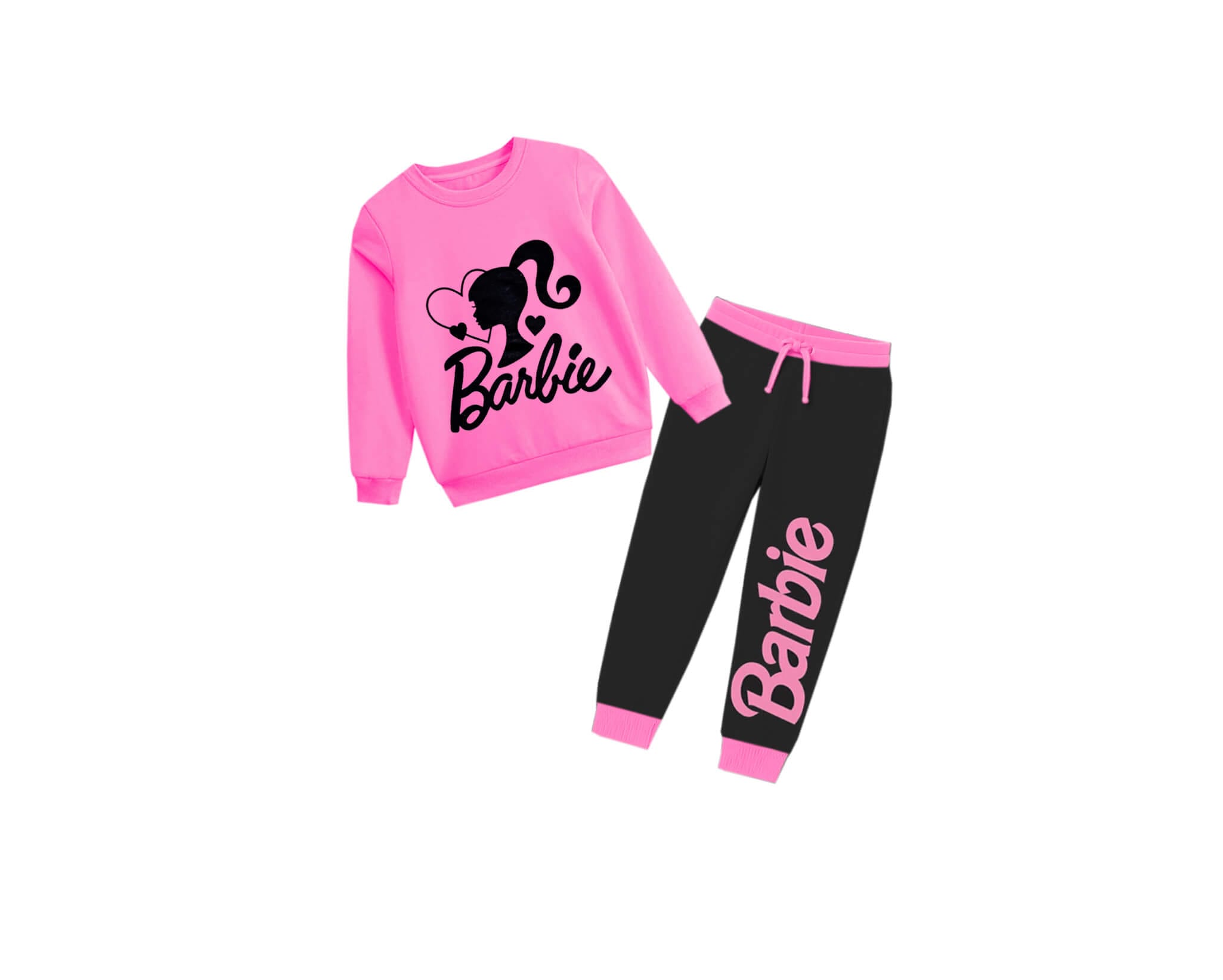 Hey Barbie Fleece Tracksuit -Pink &amp; Black
