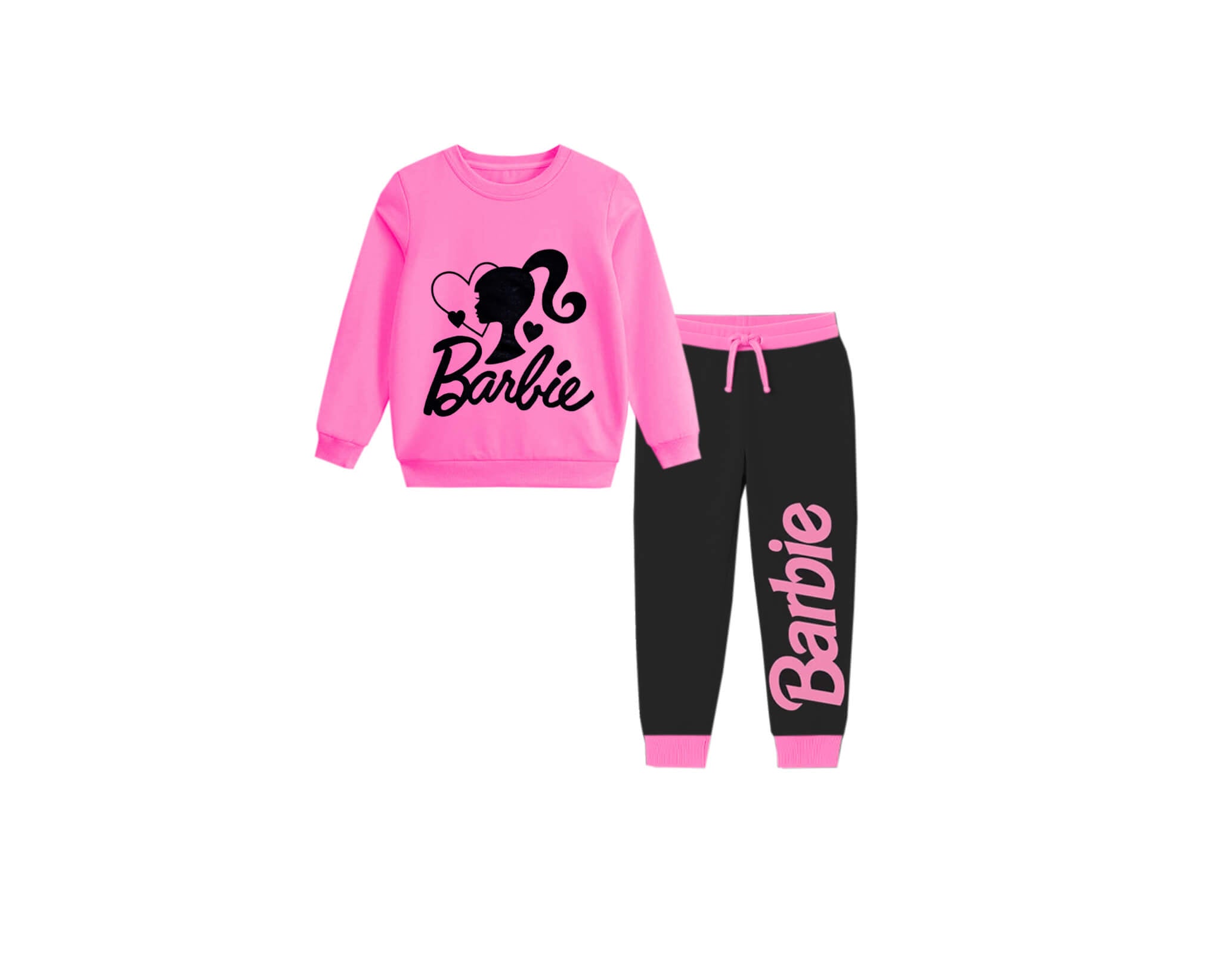 Hey Barbie Fleece Tracksuit -Pink &amp; Black