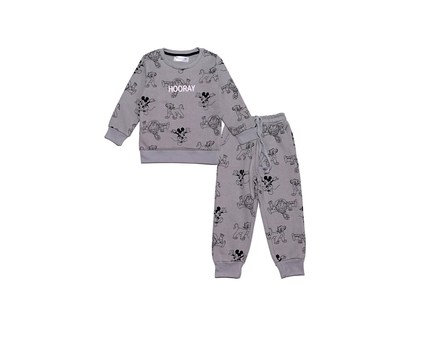 Hooray-Cartoons-Fleece Tracksuit-Silver Grey