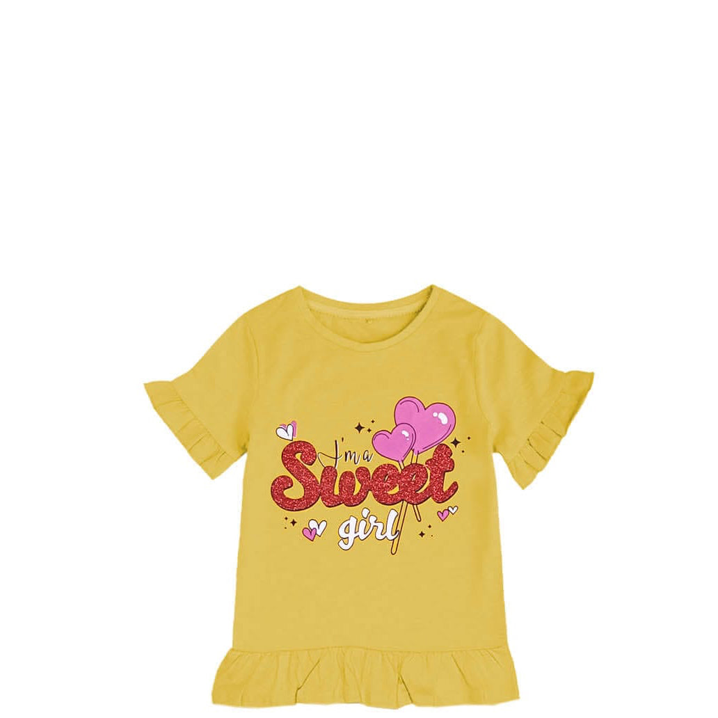 I Am Sweet Girl Tee Shirt - Mustard