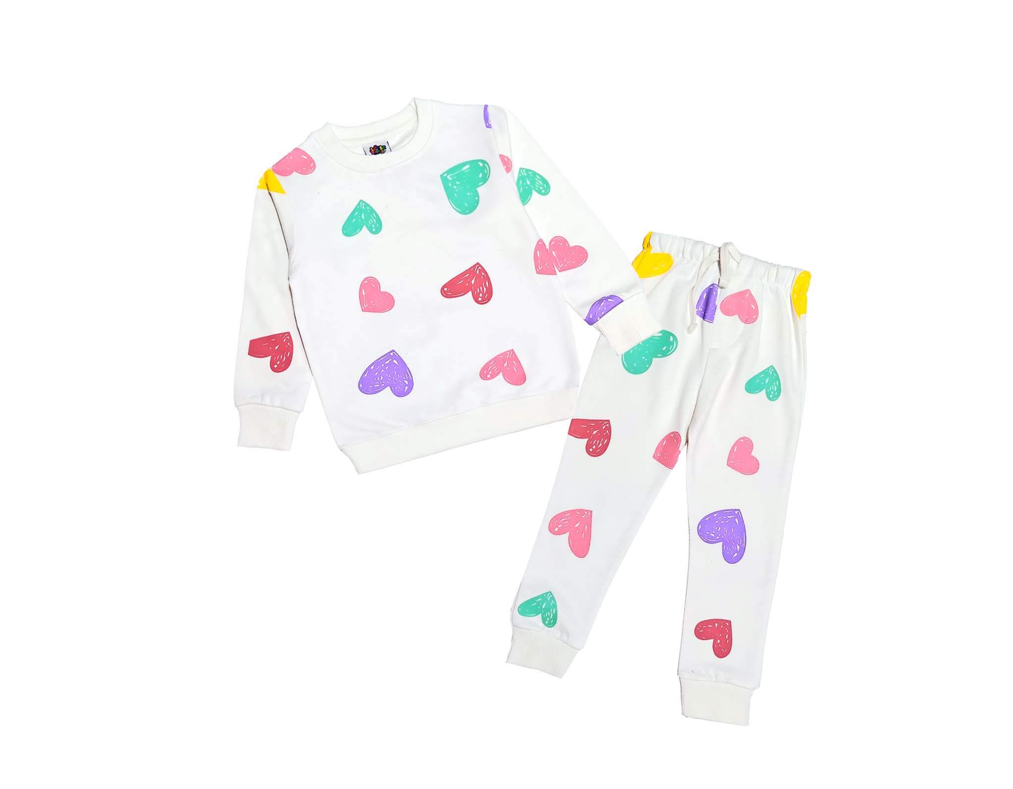 I Love Hearts Fleece Tracksuit - Egg White