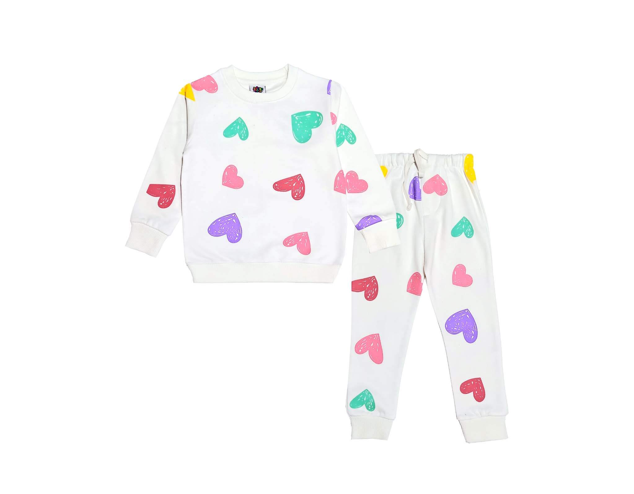 I Love Hearts Fleece Tracksuit - Egg White