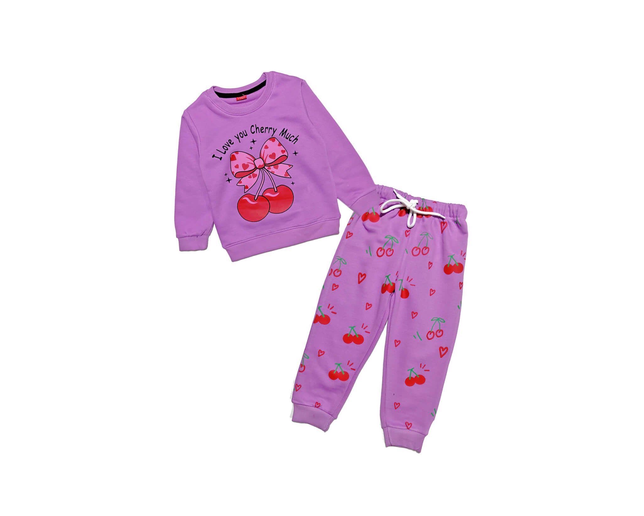 I love Cherry Fleece Tracksuit - Maganta