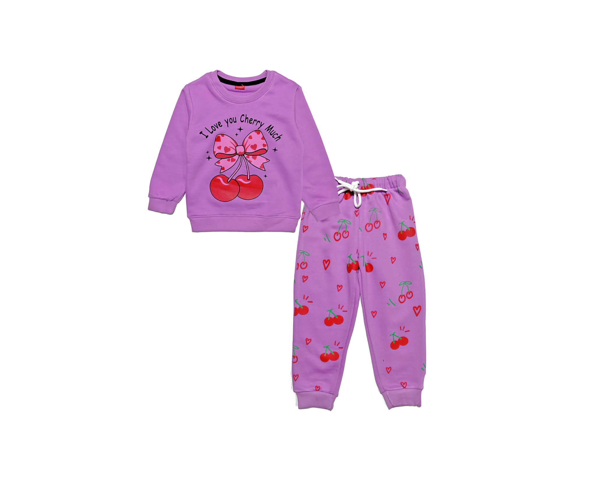 I love Cherry Fleece Tracksuit - Maganta