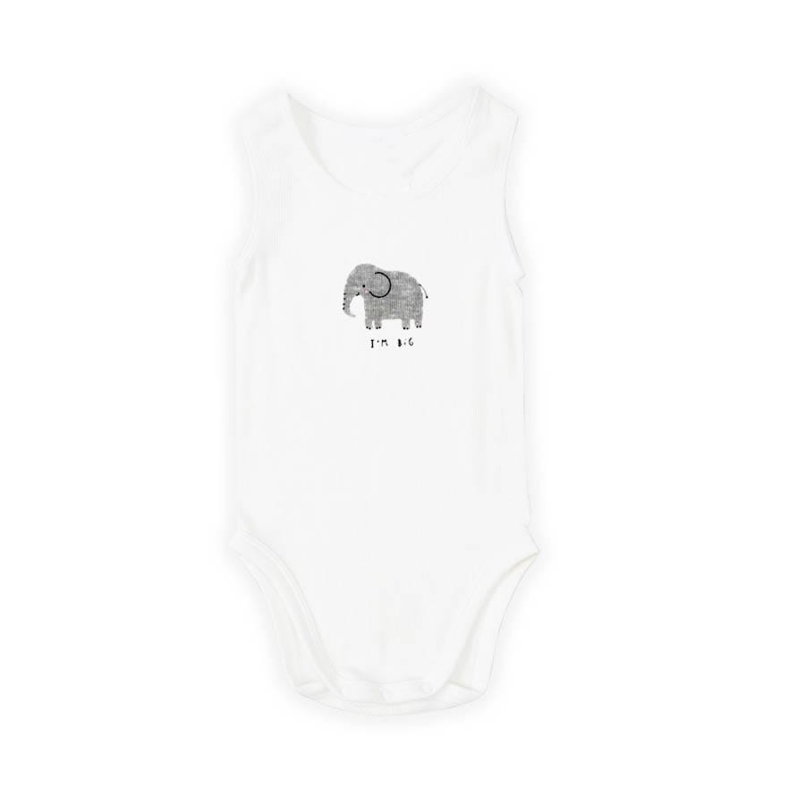 I'M Big Elephant Bodysuit Romper - White