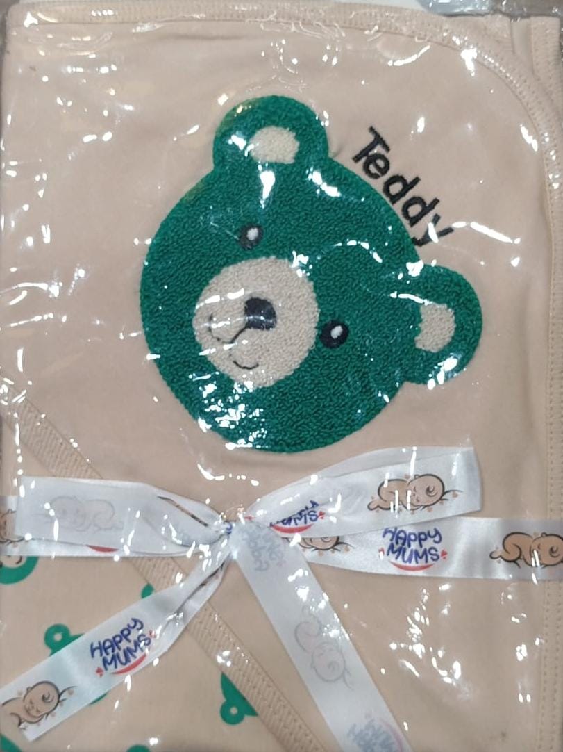 Blue Teddy Hooded Baby Towel