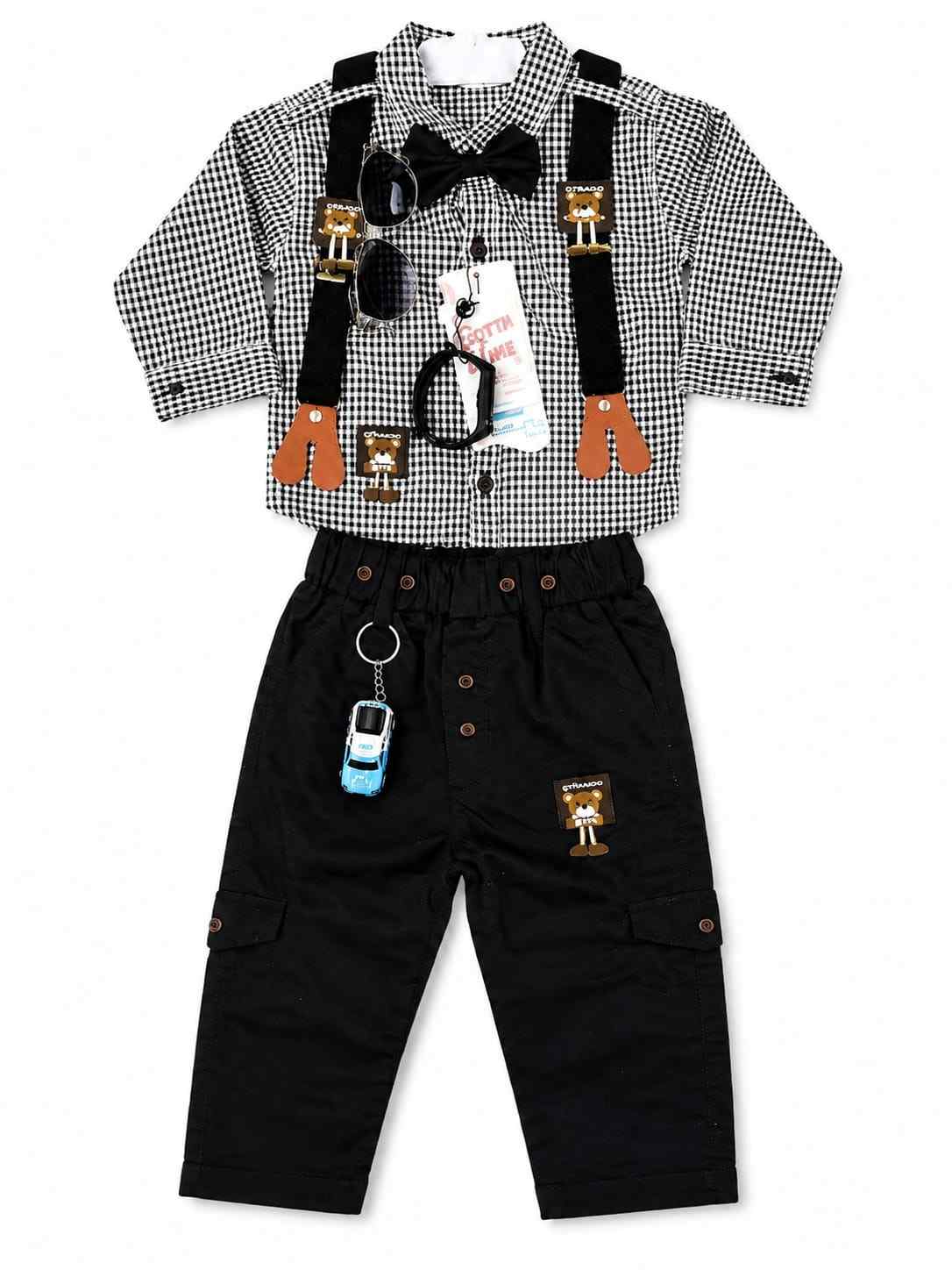 Black Check Casual Galace Shirt With Pent