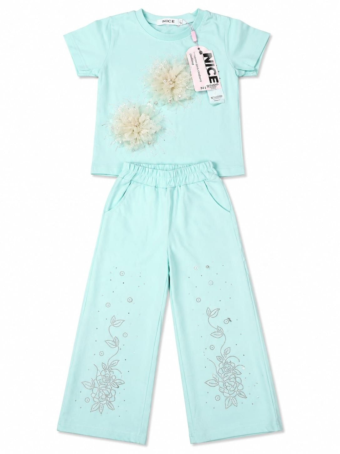 Embellished Flower TShirt With Embellished Trouser