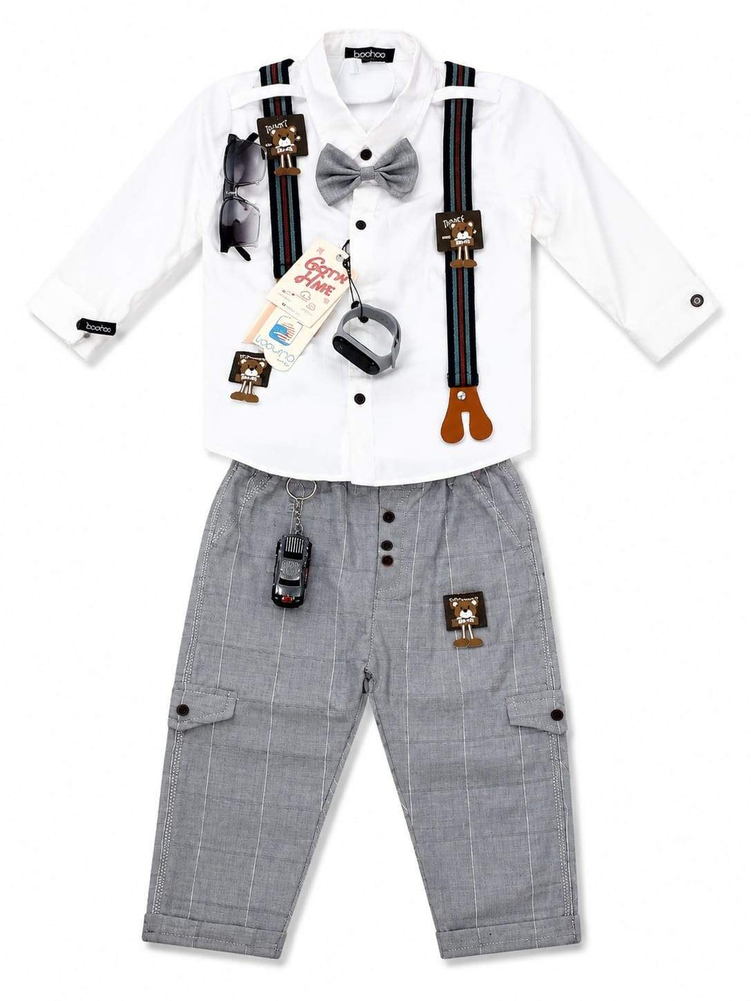 Galace Bow Casual Shirt With Check Pent