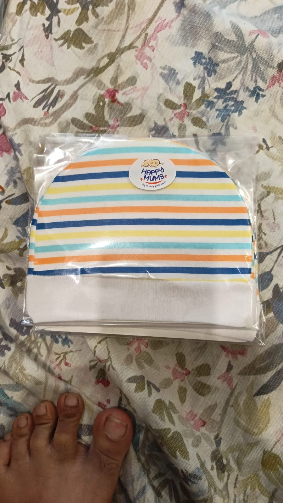 Multi Colour Strip Newborn Baby Cap