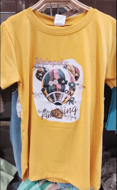 Flying Sky Ballon Girl Soft Cotton T Shirt