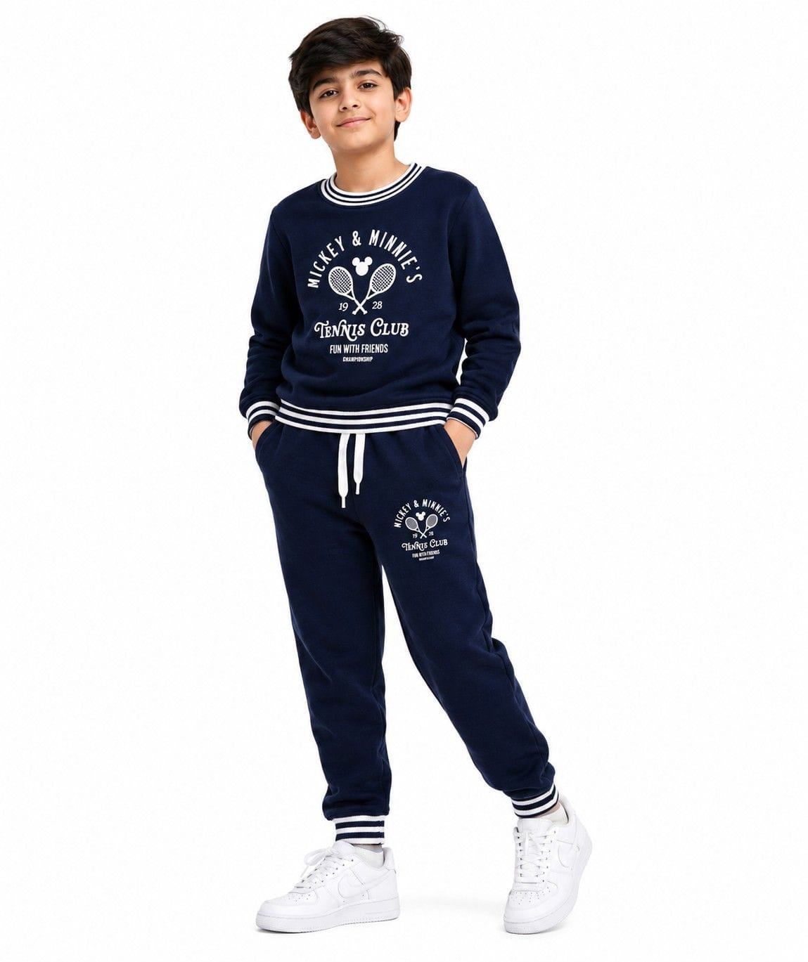 Tennis Club Fleece Tracksuit -Navy Blue