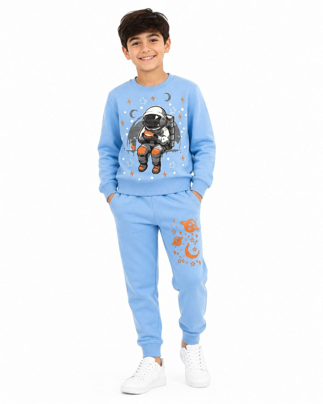 Space Astronaut Fleece Tracksuit -Sky Blue