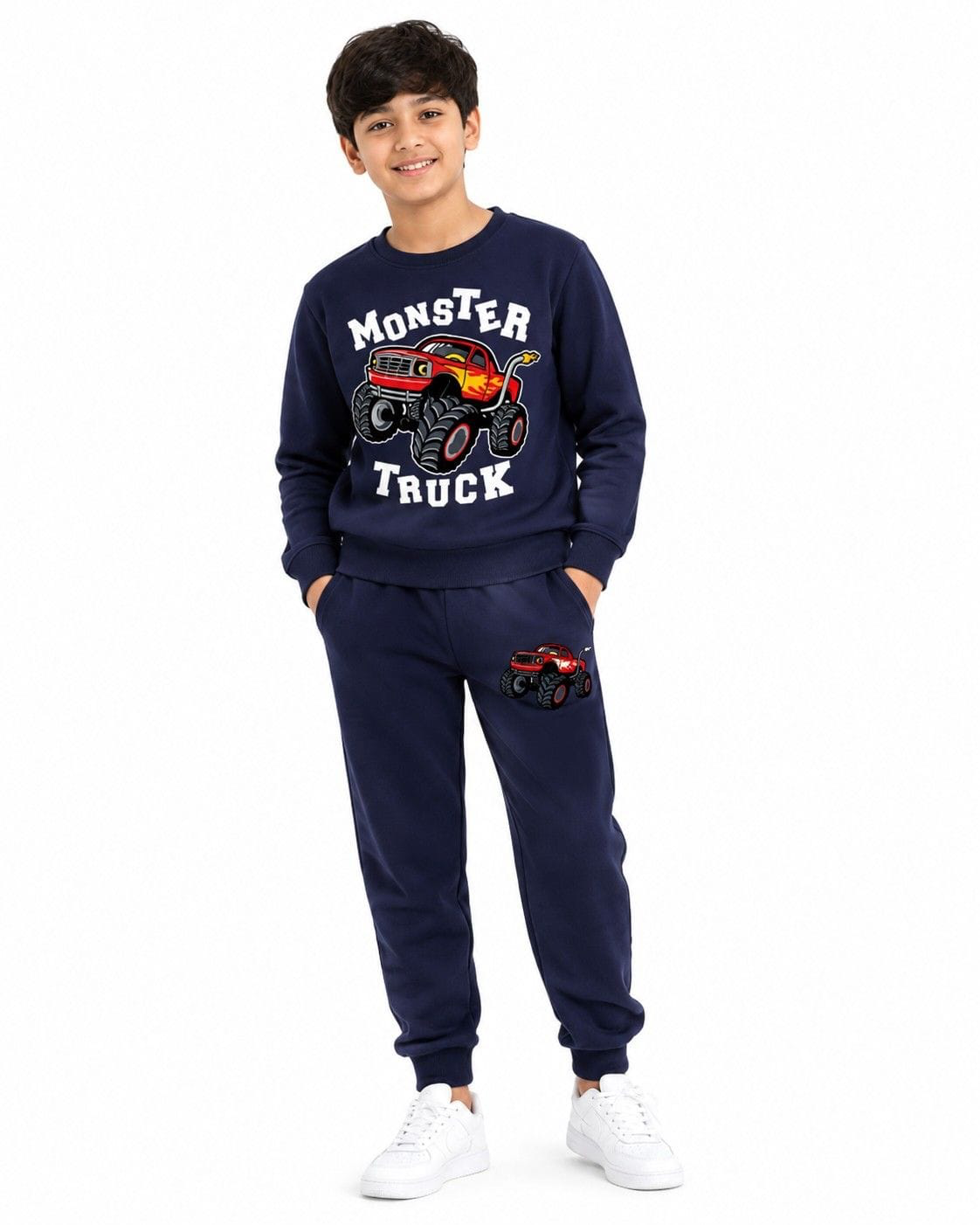 Monster Loaded Truck Fleece TRacksuit - Navy Blue