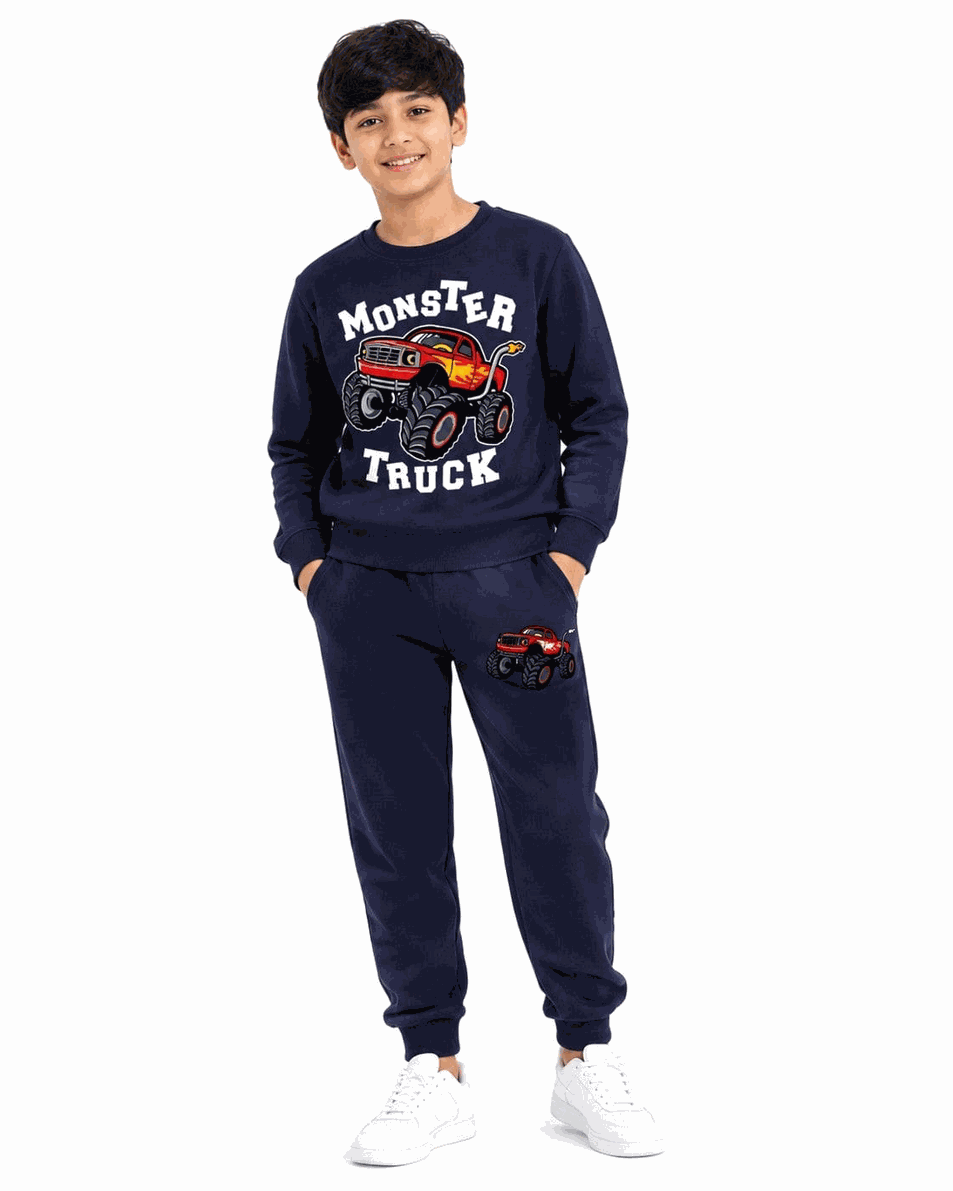 Monster Loaded Truck Fleece TRacksuit - Navy Blue
