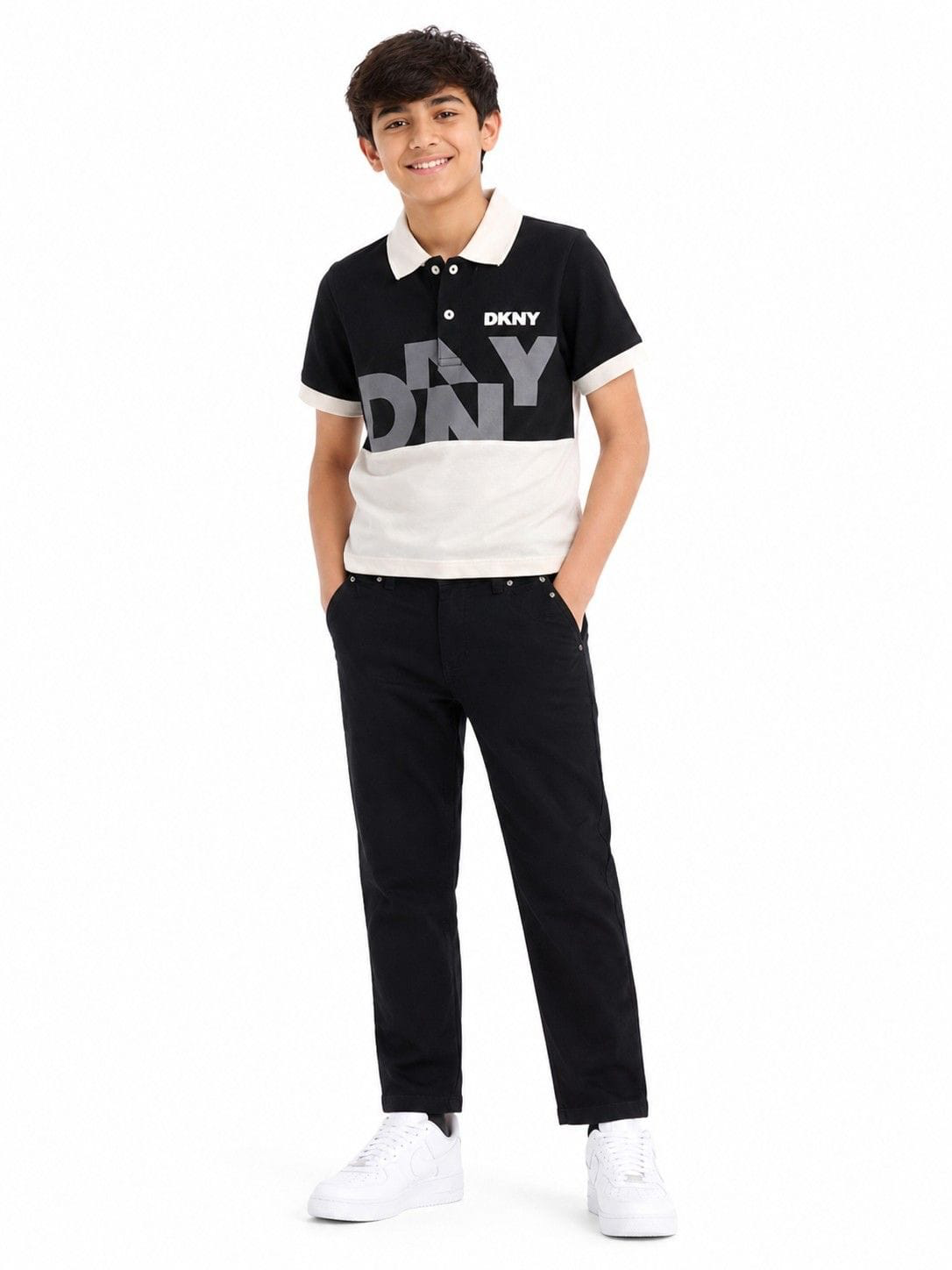 Classic DKNy Printed Double Penal Polo Shirt with Classic Forver Straight Danim Pant