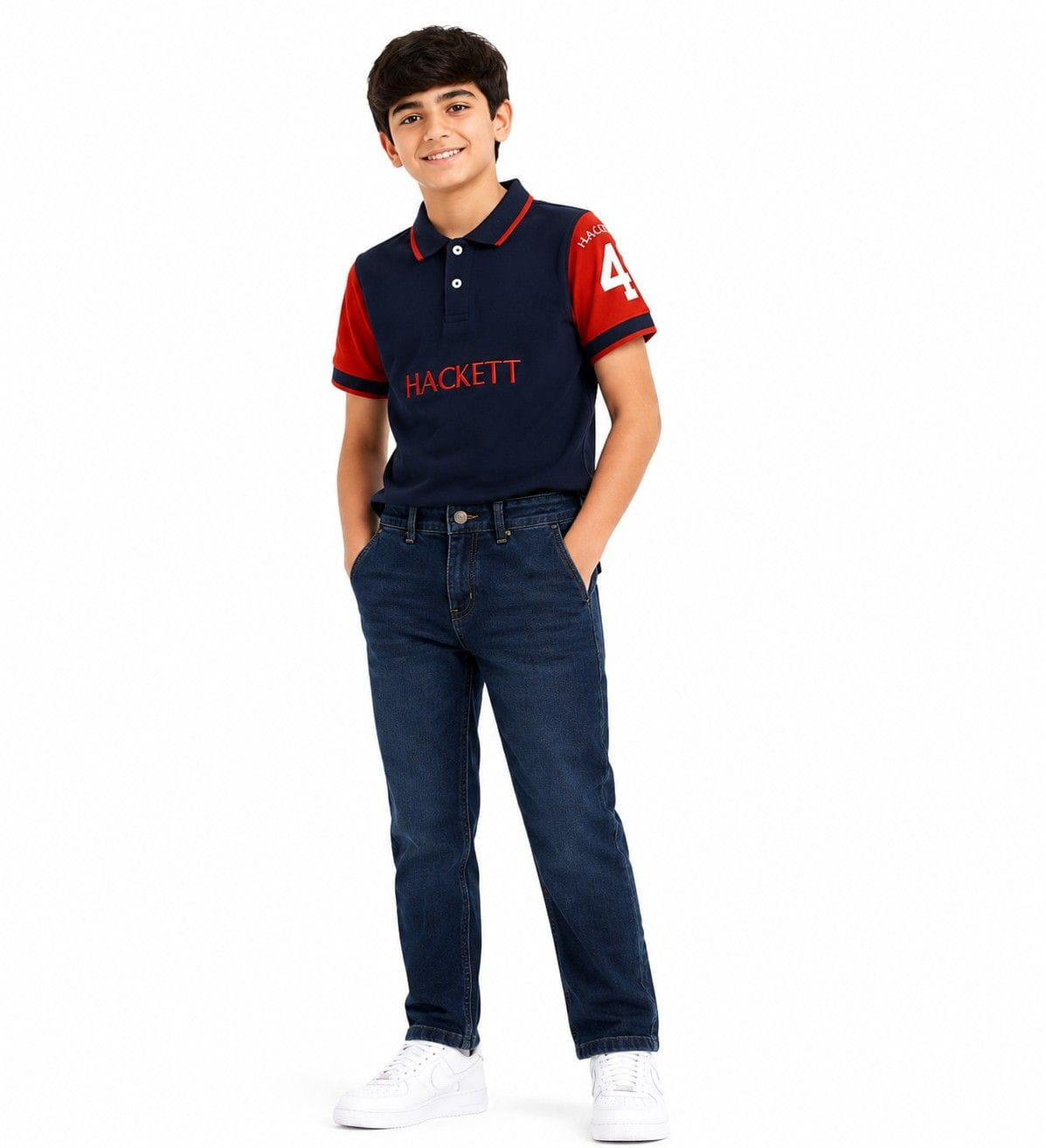 Hackett 4 Red Penal Sleeve Polo Shirt with BS Super Stretch Denim Pent
