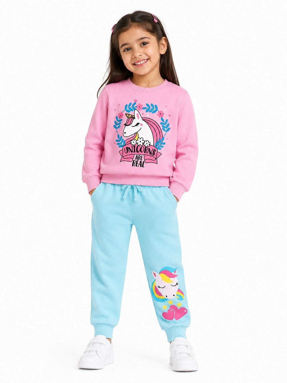 Unicorn Are Real Fleece Tracksuit - Pink &amp; Sea Green