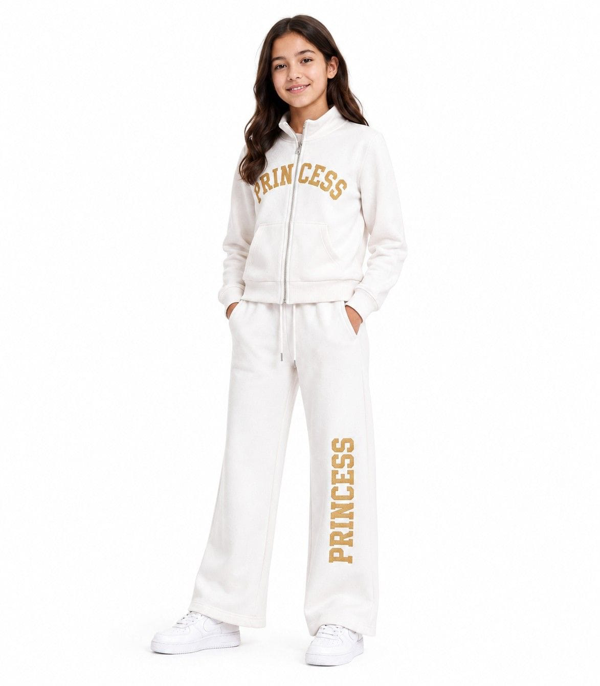 Golden Princess Fleece Tracksuit - White