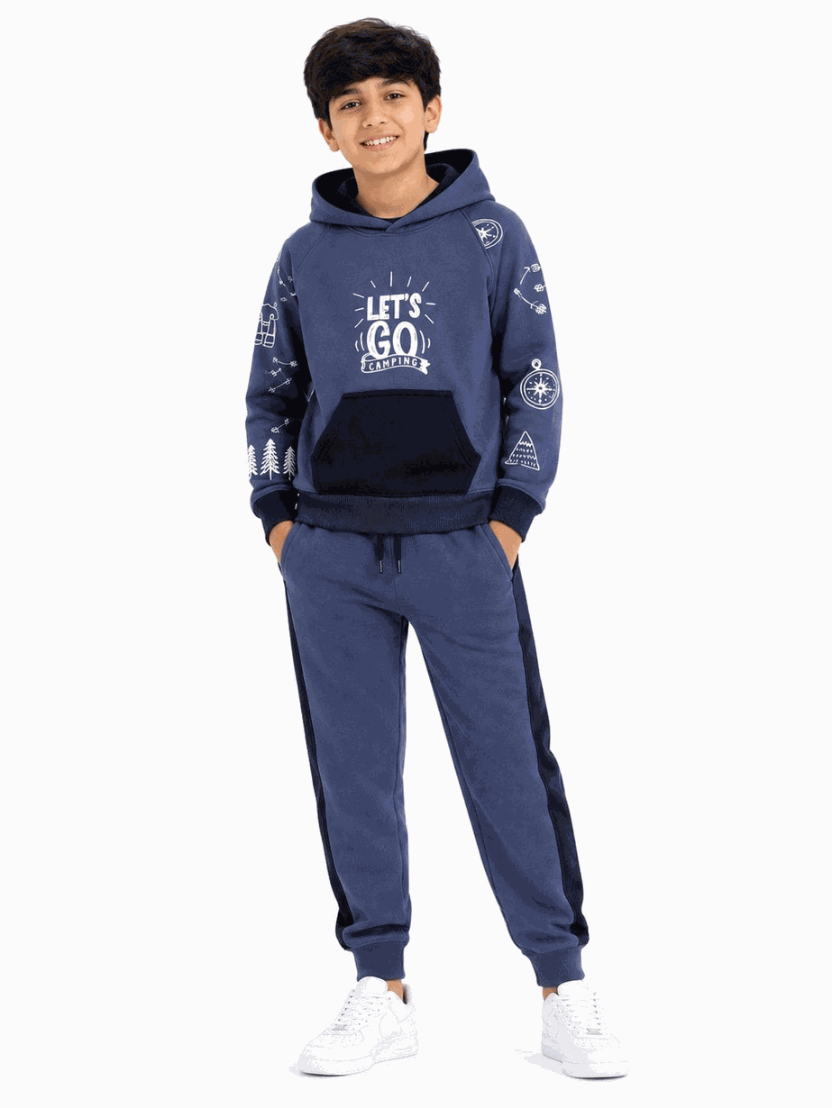Lets Go Camping Fleece Hoodie Tracksuit -Sapphire Blue