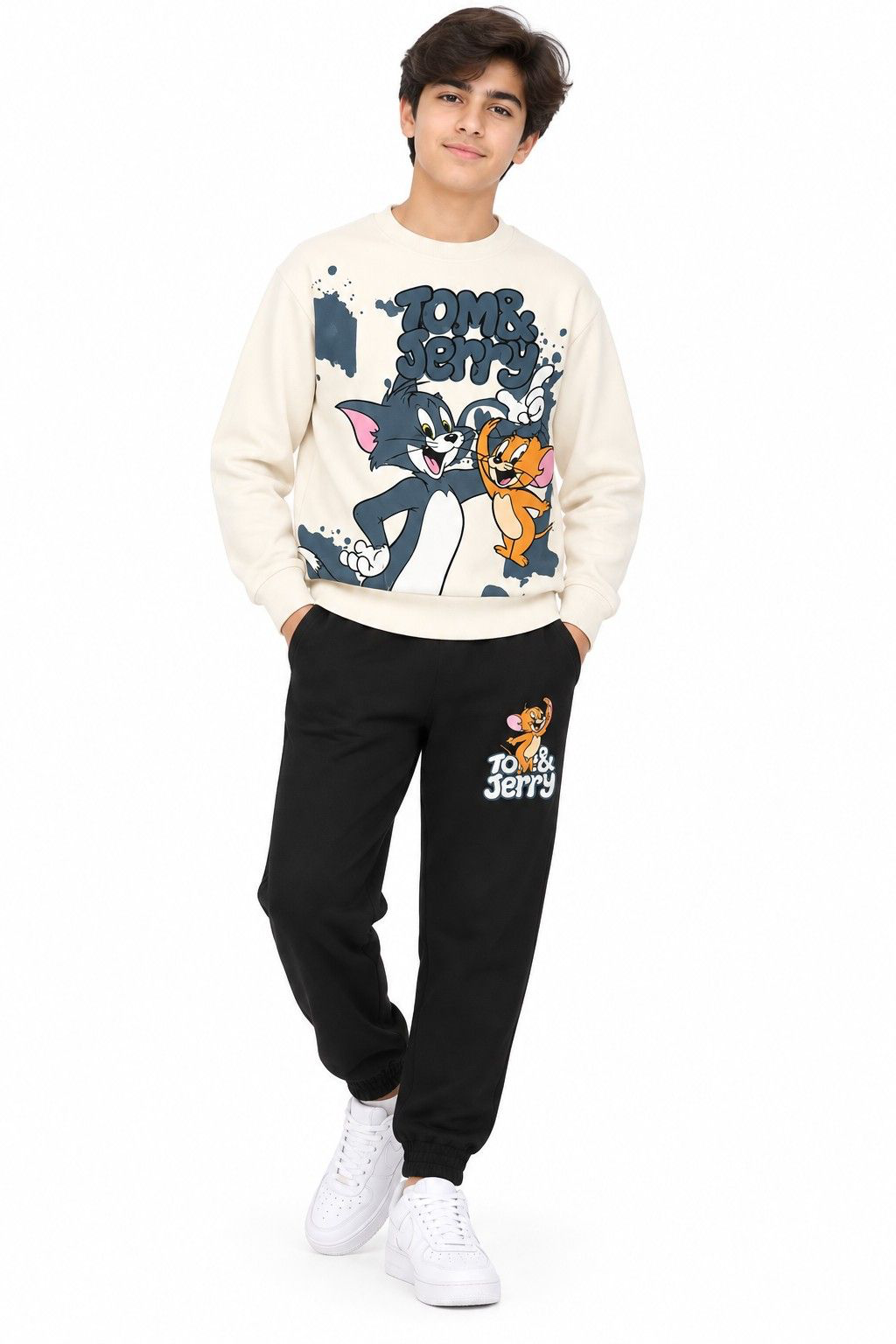 Fun with T & J Fleece Tracksuit - Skin & Dark Grey