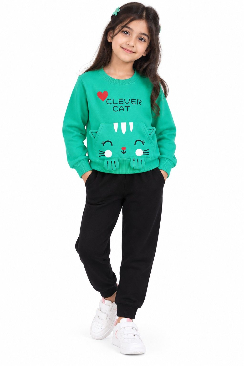 Clever-Cat-Fleece-Tracksuit---Sea-Green-&amp;-Black