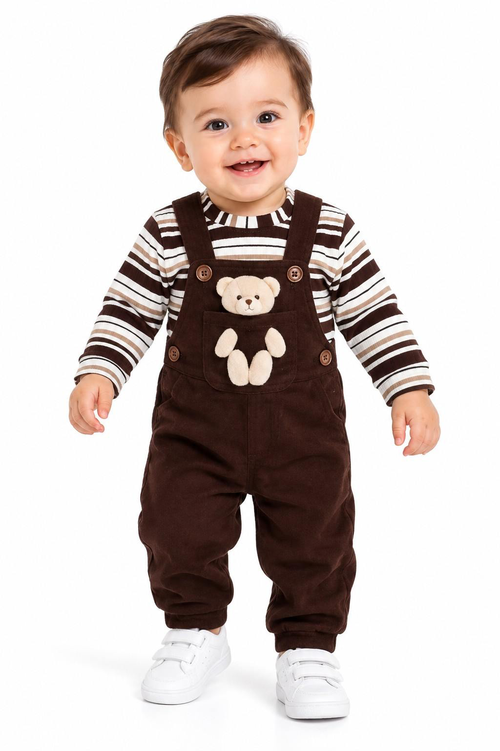 Dangri With Cute Bear  Romper - Maroon Short