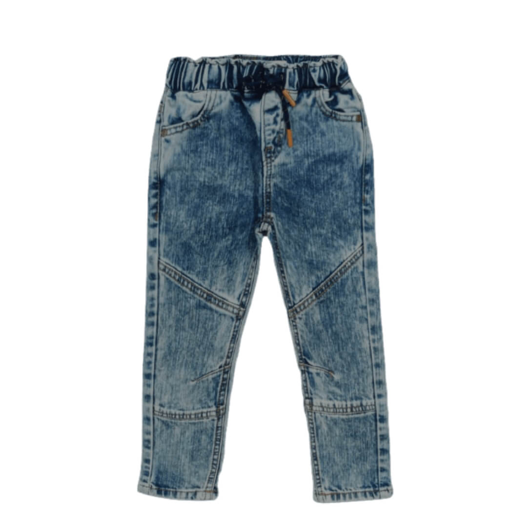 Stone Washed Joggers with Drawstring Waist Denim Pent - Ice Blue