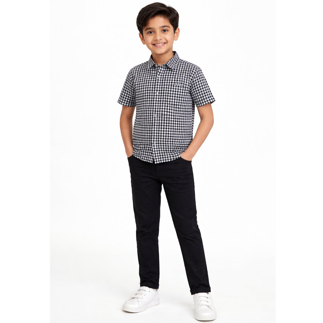 Classic Most Demanding Checked Casual Shirt with Chino Pant - Black