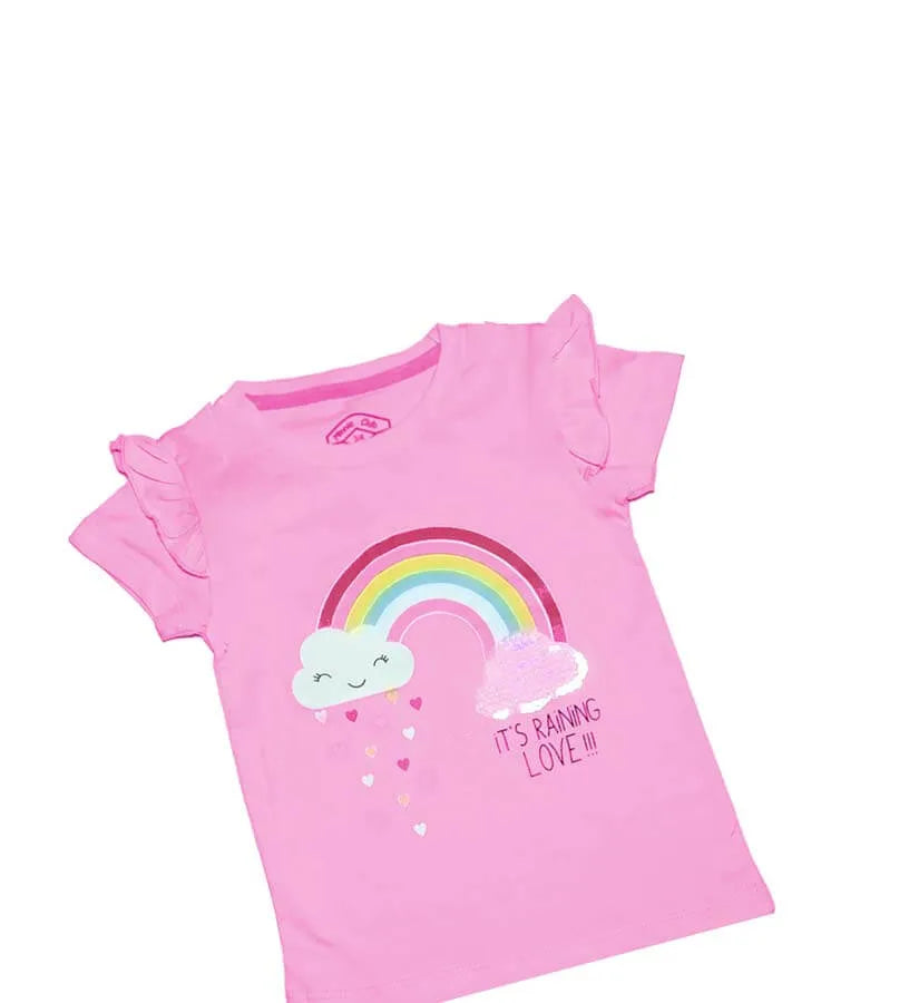 Its Raining Love Rainbow Tee Shirt - Pink