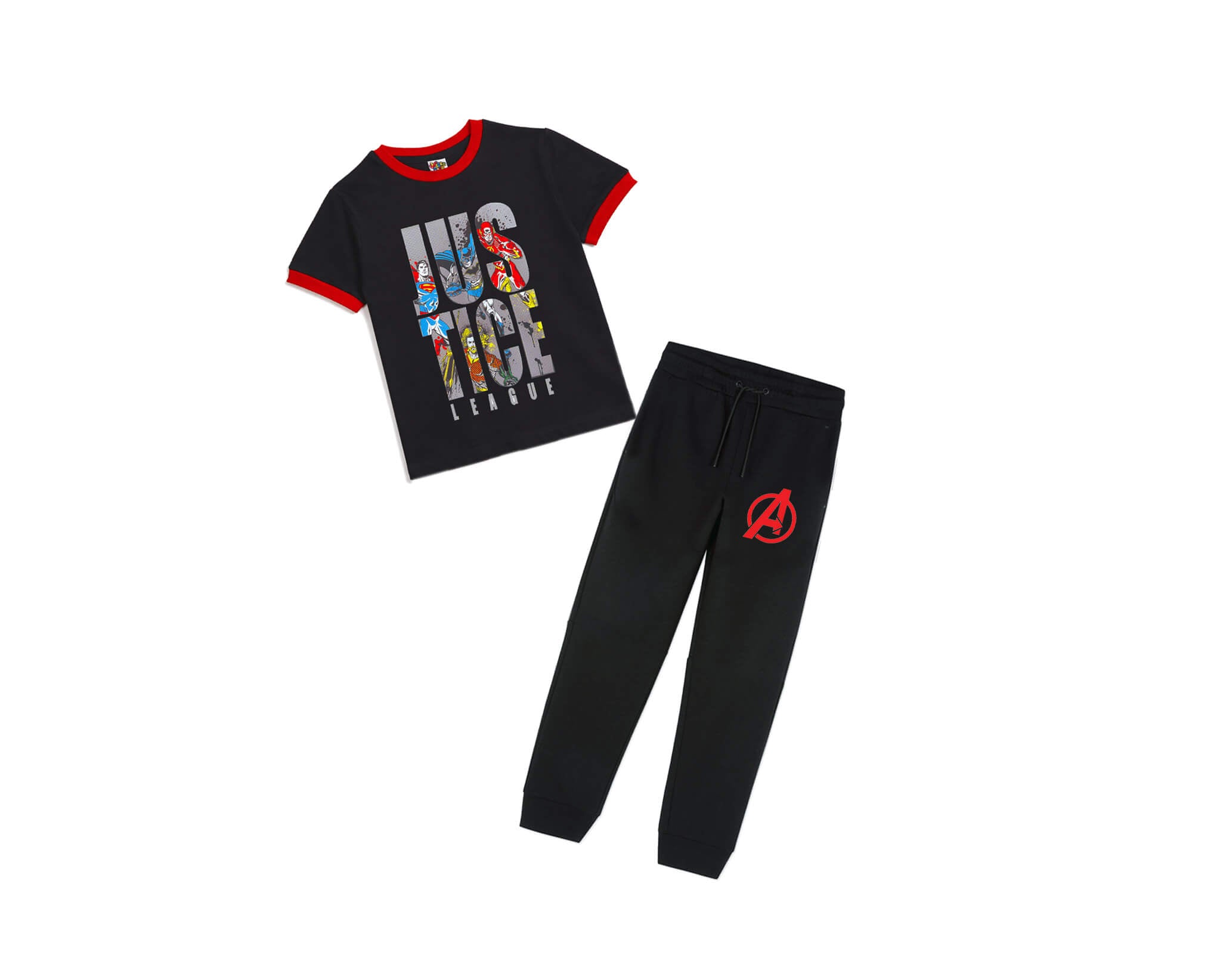 JUSTISE League Print Tee &amp; Trouser - Black