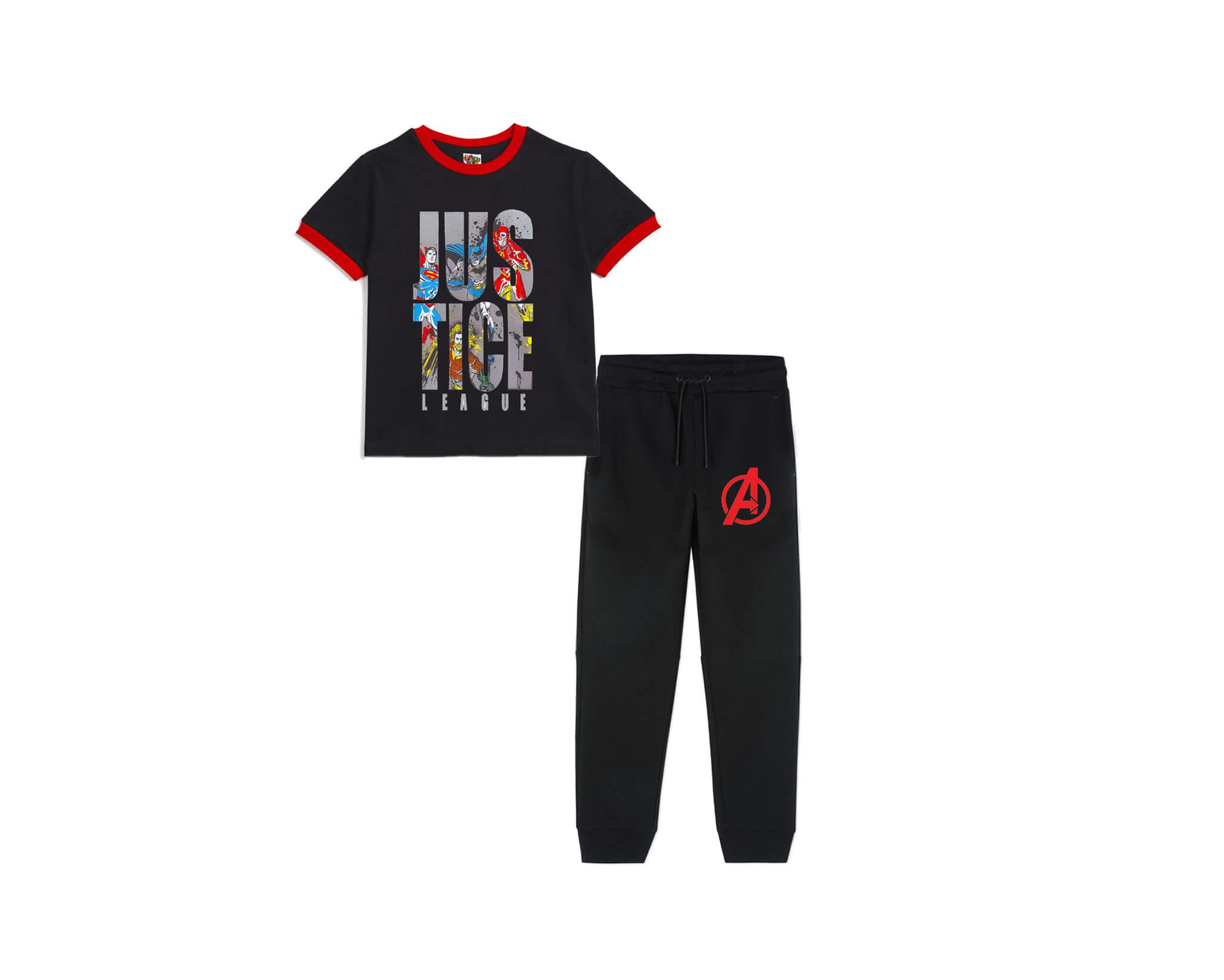 JUSTISE League Print Tee &amp; Trouser - Black