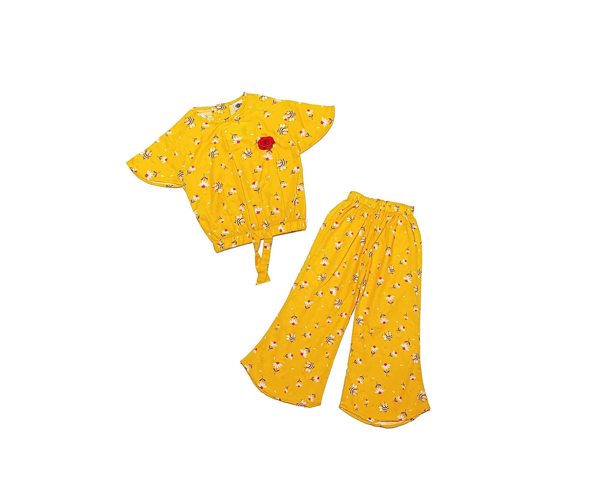 Jasmine Floral Cotton Catfish Top &amp; Trouser - Yellow