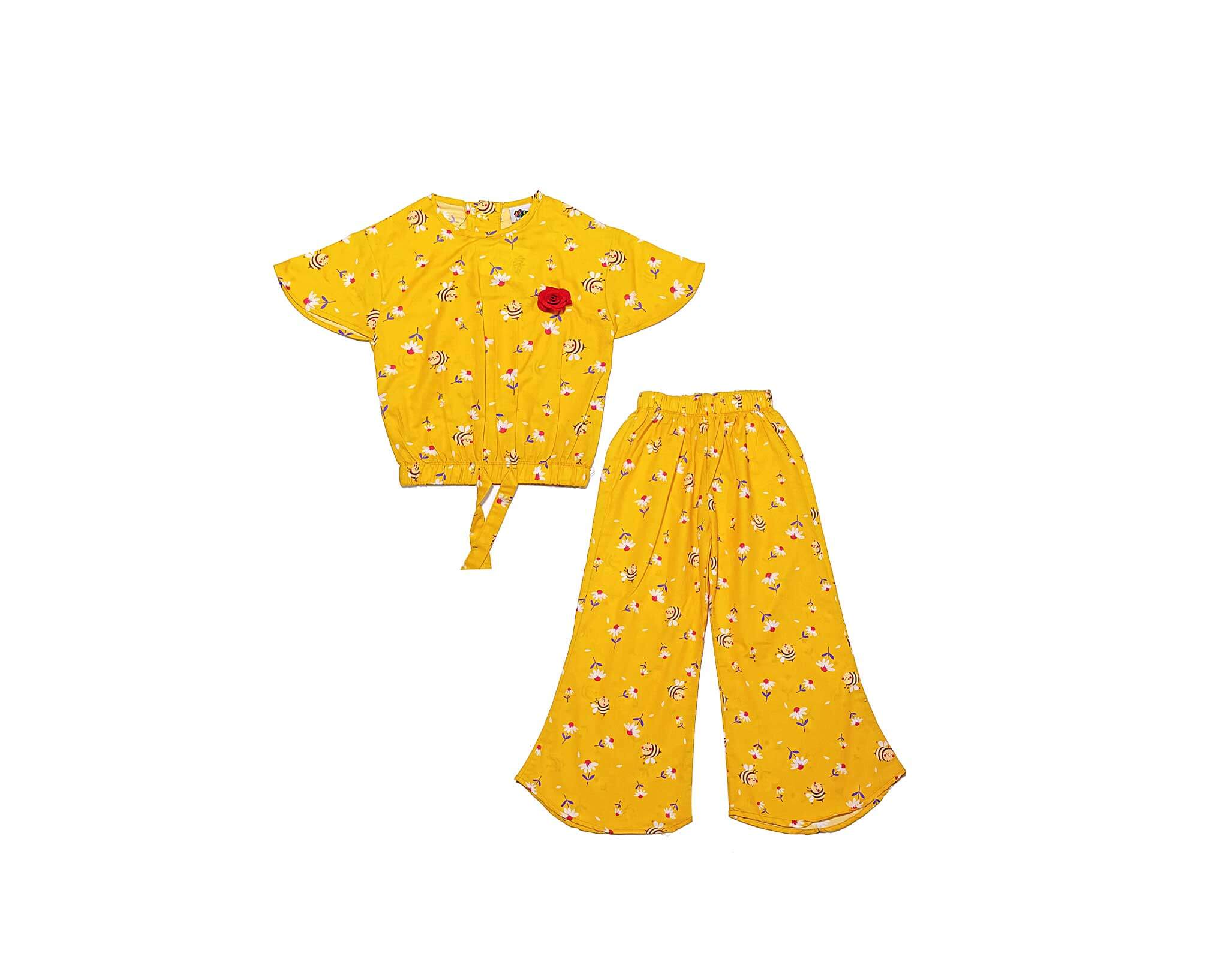Jasmine Floral Cotton Catfish Top &amp; Trouser - Yellow