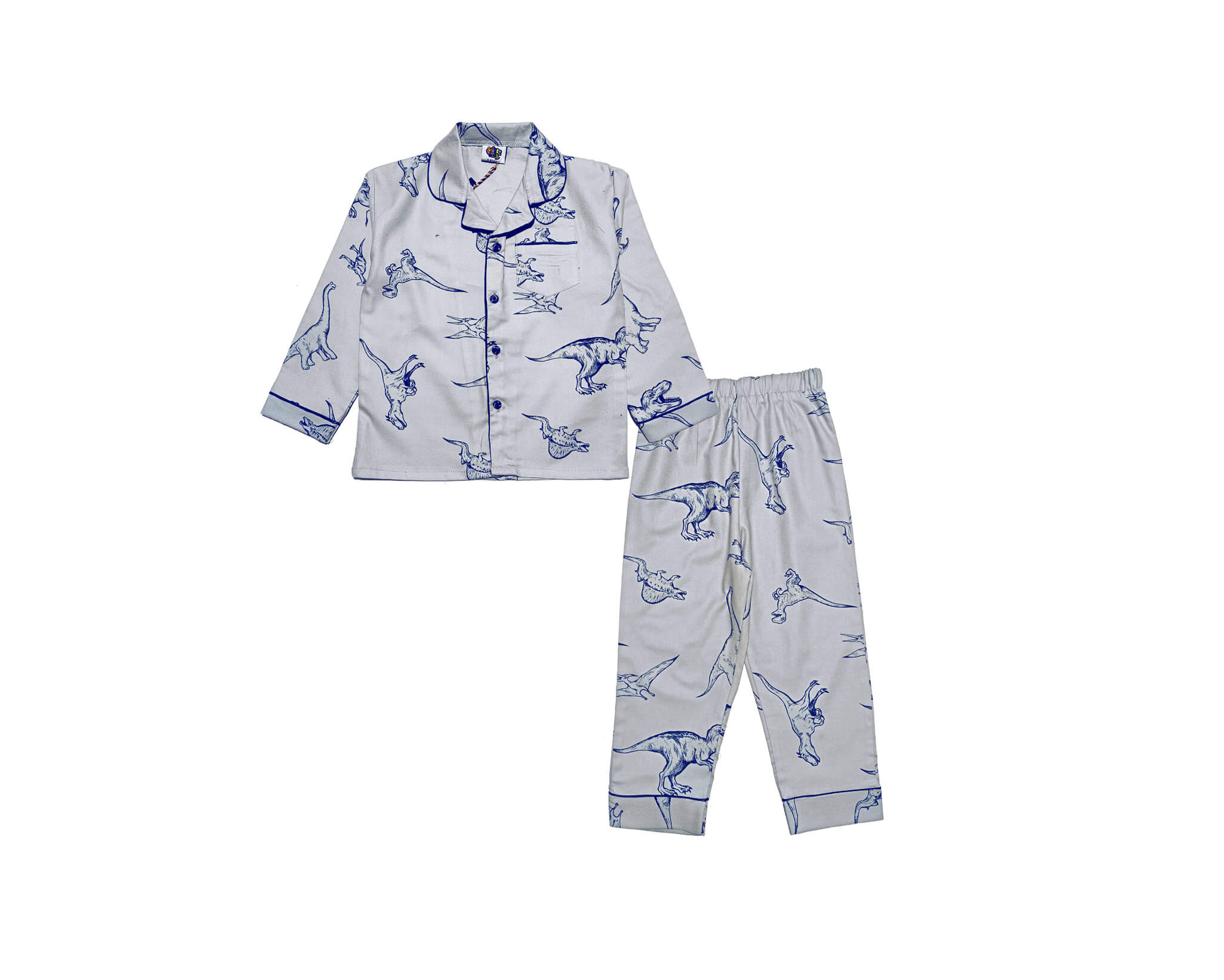 Jurassic World Full Sleeves Cotton Night Suit Dark Baby -Silver Grey