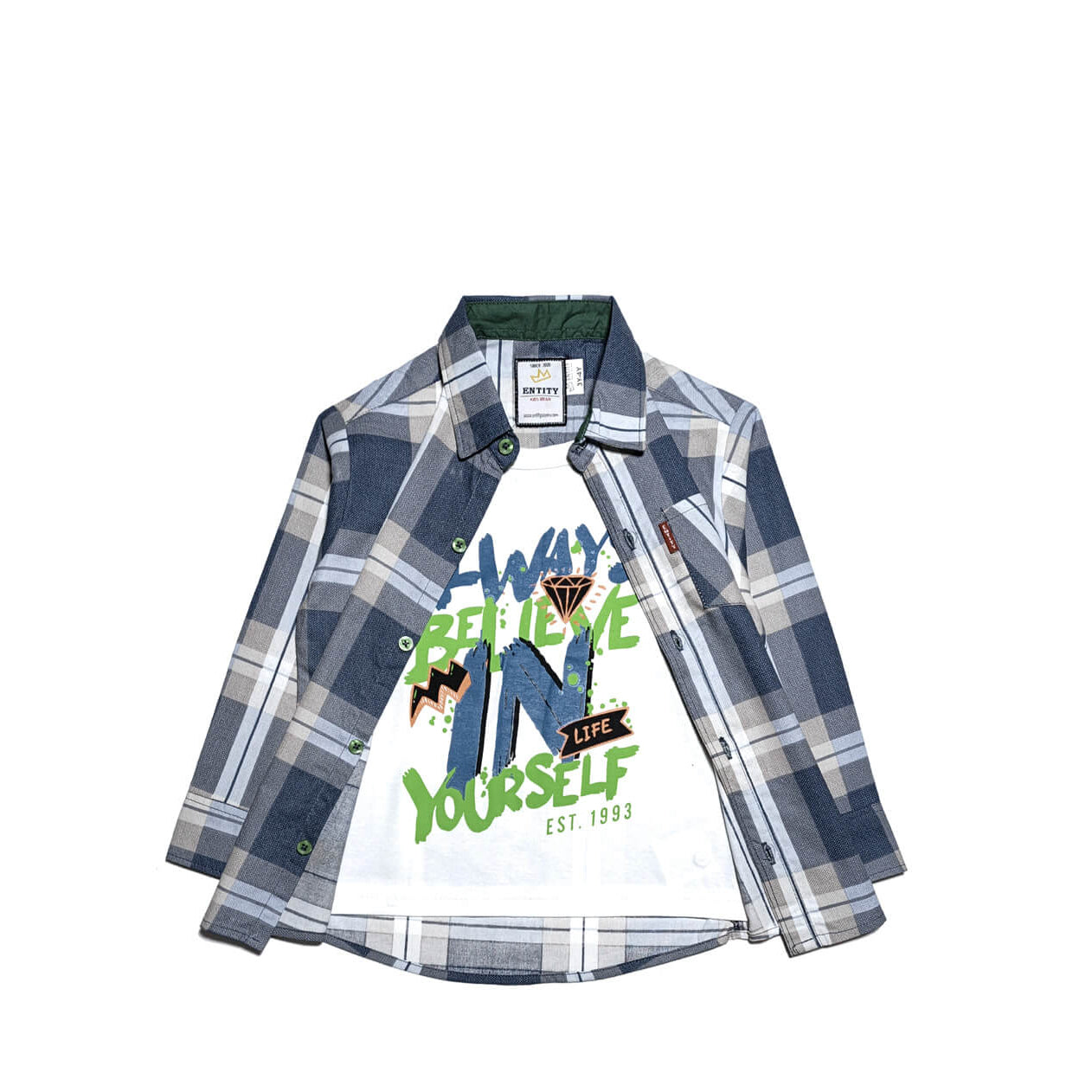 Just Be Cool Twofer Grey Check Casual Shirt - Grey