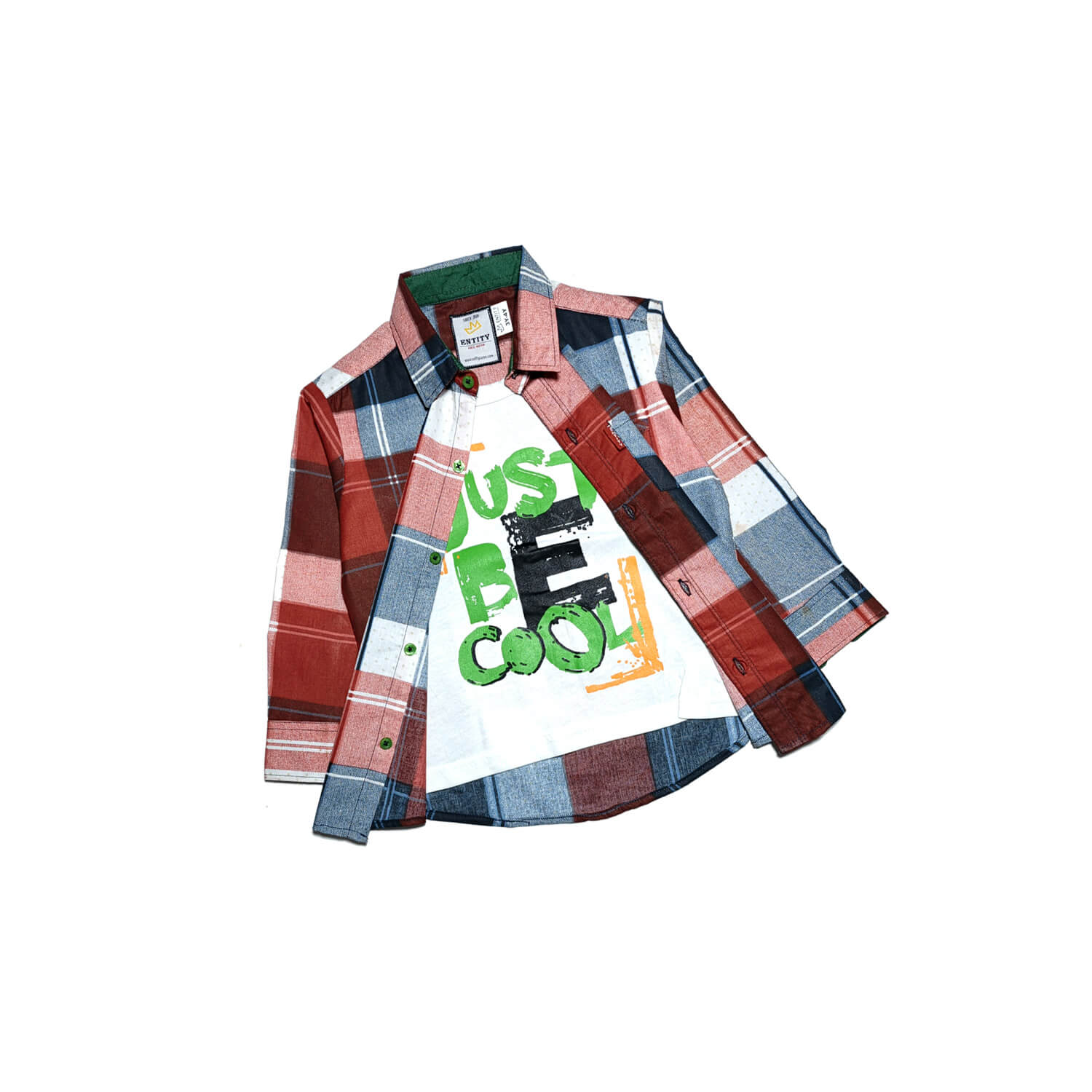 Just Be Cool Twofer Red Chec Casual Shirt - Red