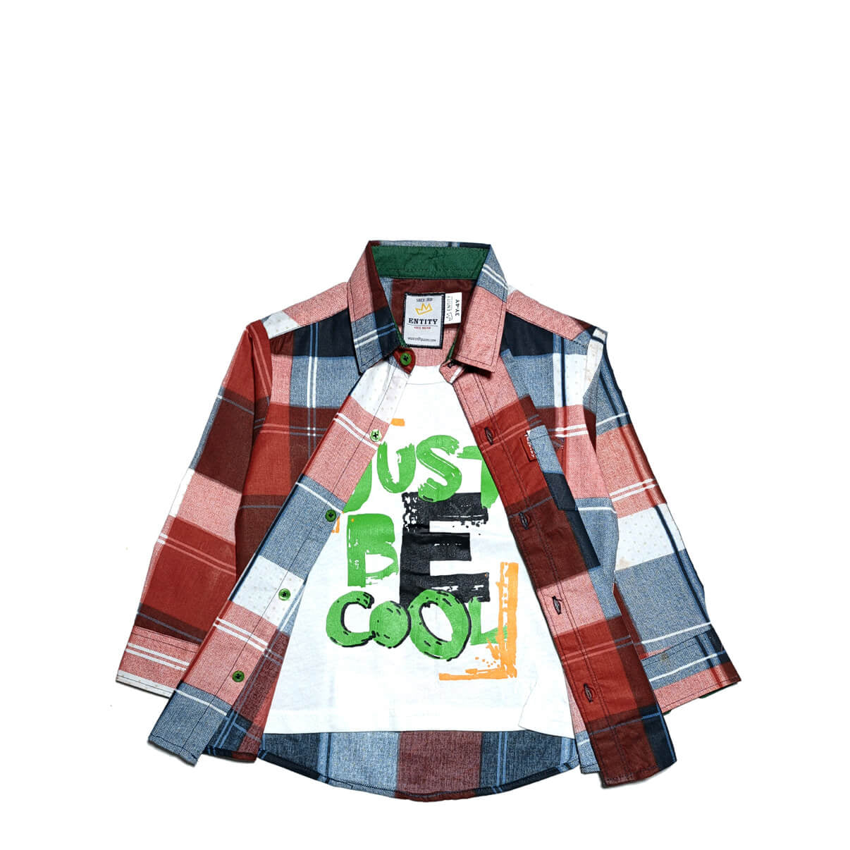 Just Be Cool Twofer Red Chec Casual Shirt - Red