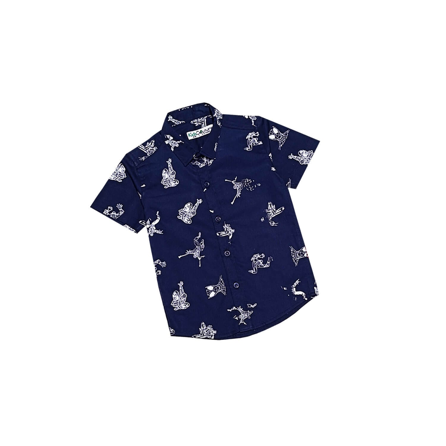 KC Spiderman In Action Casual Shirt Navy -Blue
