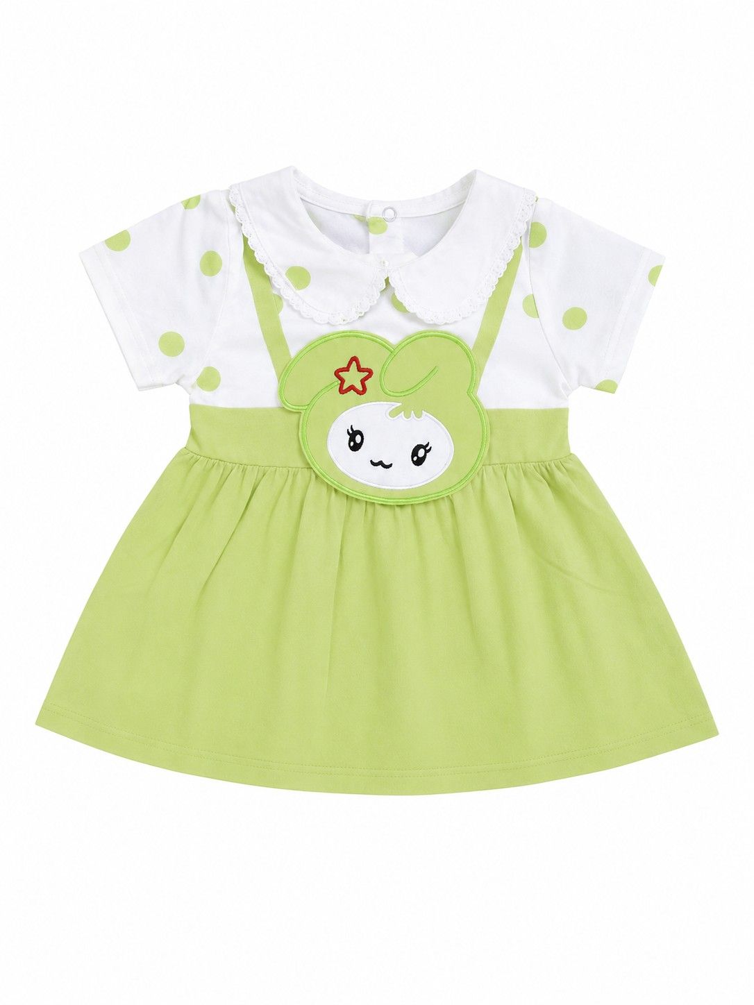 Kawaii Green Polka Dot Frock White & green